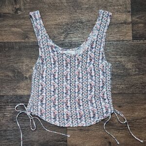 Japna Pink and Blue Floral Tank Top